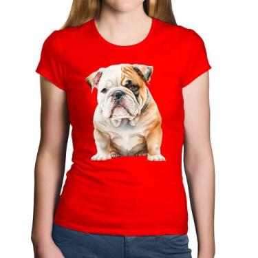 Imagem de Baby Look Algodão Bulldog-Inglês - Foca na Moda, Vermelho, M