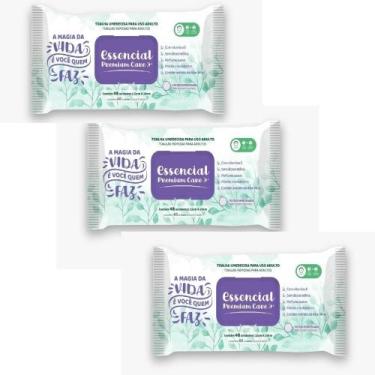 Imagem de Kit 3 Pct Toalha Umedecida P/Adulto Geriátrico Essencial Premium Care 