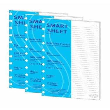 Imagem de Kit 3 Refil Caderno Inteligente 90g 100 Folhas Pautado G 11F - Best