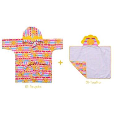 Imagem de Roupão de banho bebe bichinhos+toalha c/capuz estampado - baby joy, So