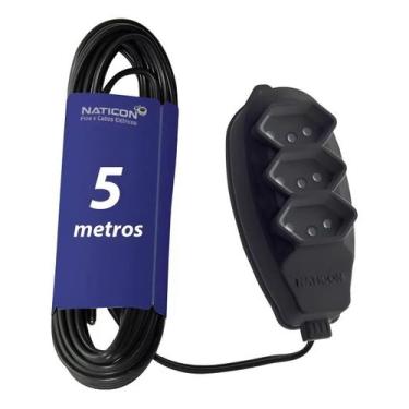 Imagem de Extensão elétrica régua 3 tomadas naticon 3x0,75mm cabo pp 5 metros 3 