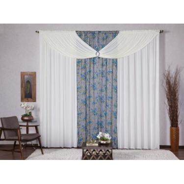 Imagem de Cortina com Bando e Presilha para Decoração de Sala Quarto Porta Balcã