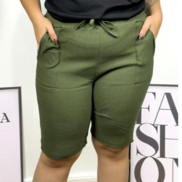 Imagem de Bermuda Plus Size Feminina Bengaline Plus Size Shorts Bermuda Ciclista