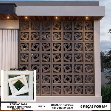 Imagem de 2 forma 3d cobogó elemento vazado dupla face 35x35cm abs 2mm molde par