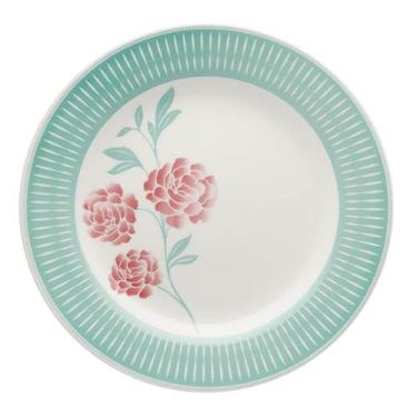 Imagem de Kit 10 Pratos Rasos Donna Bloom Oxford Cerâmica 24 Cm - Gici Home