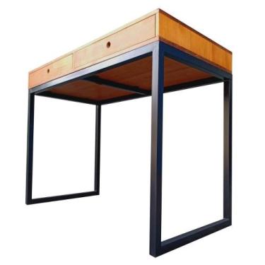 Imagem de Escrivaninha Estilo Industrial de Madeira e Ferro com 2 Gavetas - Loja