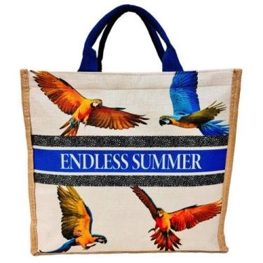 Imagem de Bolsa Feminina Estampada Arara Azul Media Sacola Praia Verão - Lis
