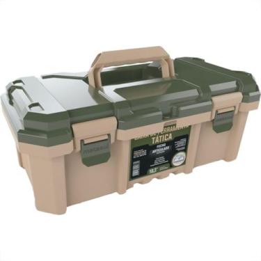Imagem de Caixa De Ferramentas Plastica Metasul 18,3'' Verde/Bege Tatica Com Ban