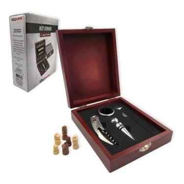 Imagem de Kit Abridor de Vinho e Jogo de Xadrez Premium Desfrute em Grande Estil