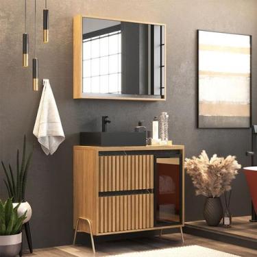 Imagem de Gabinete de Banheiro 80cm com Cuba e Armário Ref 821 Cewal - Itapuã/Po