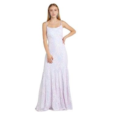 Imagem de Morgan & Co Vestido de formatura feminino de malha metálica com lantejoulas, Lavanda, 7