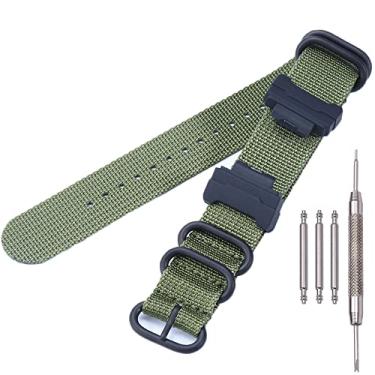 Imagem de Pulseira de relógio de nylon resistente MCXGL OTAN + adaptador de 16 mm de substituição para Casio GShock MIL-Shock 5600 GW6900 GA110 GA120 GA100, Army Green + Black Buckle, 16mm