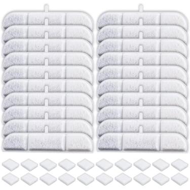 Imagem de 20 pacotes de filtros de substituição para fonte de água DownyPaws Pet Wireless Cat 2,4 g/2,5L, filtro para fonte de água de gatos e cães DPWFP6 filtro de espuma