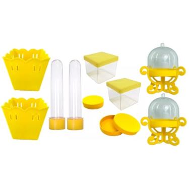 Imagem de Kit Tubetes Cachepôs Mini Boleira Latinhas Caixa Acrílica Tampa Presente Coloridas Lembrancinhas Natal Aniverário Mimos Luxo (amarelo)