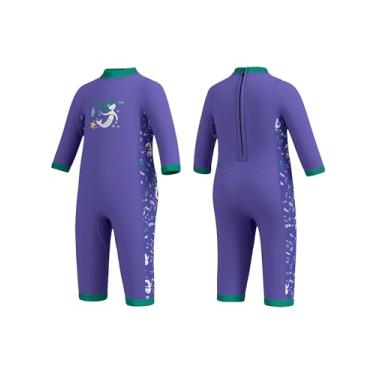 Imagem de Jsnorklet Roupa de mergulho infantil para meninas, maiô térmico de corpo inteiro de neoprene
