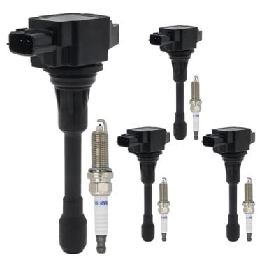 Imagem de MDEOOSKY 4 peças 2448-ED000 bobina de ignição irídio velas de ignição, substituição para Altima 2.5L 2007-2018 substituição para março 1.6L 2012-2018, substitui 22448-JA00C IGC0002