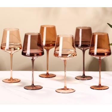 Imagem de Cyrelwing - Conjunto de 6 Taças de Vinho de Cristal Âmbar com Capacidade de 473 ml