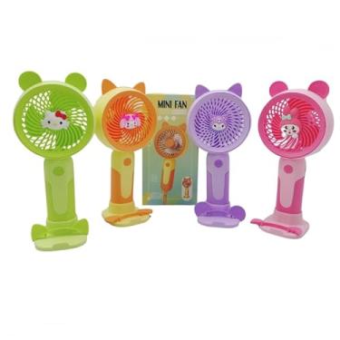 Imagem de Ventilador Portátil de Mesa, Recarregável USB, 3 Velocidades, 18cm, com Base e Orelhas Decorativas (Verde)