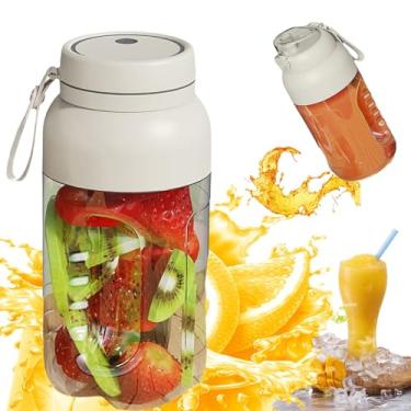 Imagem de Generic Garrafa de suco multiuso de grande capacidade, espremedor portátil sem fio, garrafa de água de tampa dupla com canudo, espremedor elétrico, liquidificador portátil recarregável, máquina de