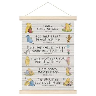 Imagem de Gancho inspirador de arte de parede do Ursinho Pooh, arte de parede com versículos bíblicos para crianças, presentes de arte de parede religiosos cristãos, decoração de parede clássica de Winnie, para