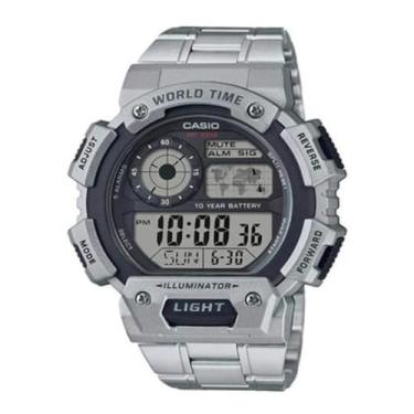 Imagem de Casio Relógio de pulso masculino digital de quartzo com pulseira de aço inoxidável AE-1400WHD-1AVEF
