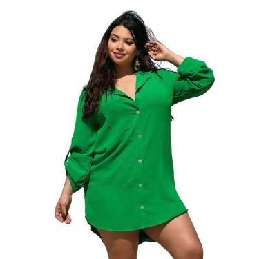 Imagem de SAÍDA DE PRAIA CAMISA/VESTIDO MANGA 3/4 PLUS SIZE-Feminino