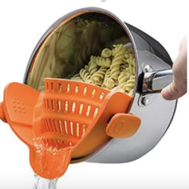 Imagem de Pote de drenagem de silicone de boca larga lateral escorredor de silicone cesta de dreno macarrão de frutas é filtrado e à prova de vazamento