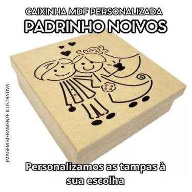 Imagem de Caixinhas Mdf Cru 3mm Padrinhos Noivos 15x15x5  Kit 12 Un - Produção P