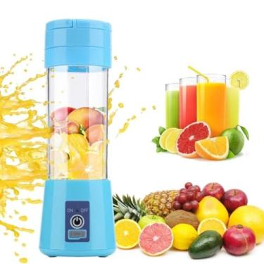 Imagem de Mini Liquidificador Portatil Mixer Juice Garrafa Portátil Cabo USB 6 Lâminas Shake Coqueteleira Eletrica Sem Fio Squeeze Recarregavel Cor sortidas Premium