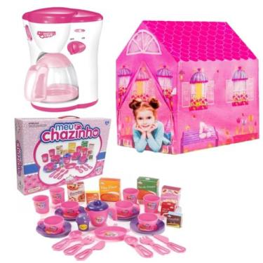 Imagem de Brinquedo Cafeteira Expresso e Meu Kit Hora do Chá Barraca - DM Toys