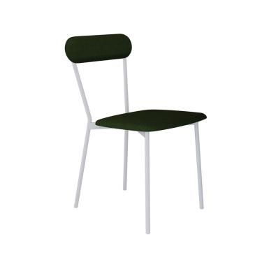Imagem de Cadeira Fixa Estofada Vintage Emília Verde Musgo City/Branco Fosco MT Epóxi