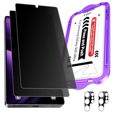 Imagem de Ksleri Pacote com 2 protetores de tela para Samsung Galaxy S25 Ultra 17.5 cm Matte Privacy + 2 protetores de lente de câmera com kit de fácil instalação, filme PET antirreflexo antirespião [não