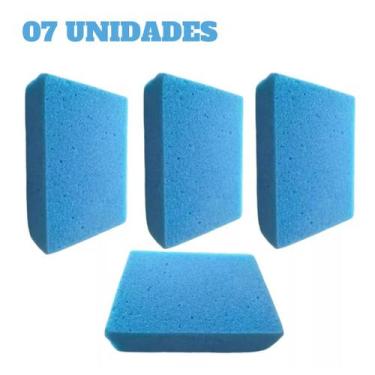Imagem de Kit 07 Esponja Automotiva Macia Lava Carro Multiuso Azul 15x10x5 Cm - 