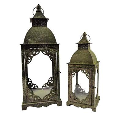 Imagem de Lanterna Marroquina Decorativa Verde 52/36cm Decoração 2pç