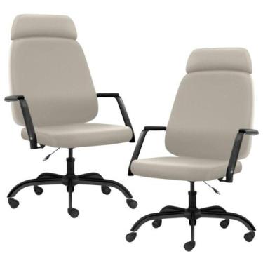 Imagem de Kit 02 Cadeiras de Escritório Giratória com Apoio de Cabeça Hub F02 Si