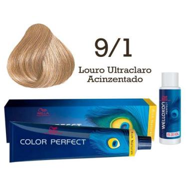 Imagem de Coloração Color Perfect 9/1 Louro Ultraclaro Acinzentado + Oxidante 20