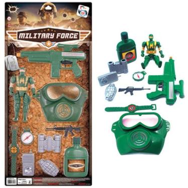 Imagem de Kit brinquedo militar infantil com mascara 10 peças - Pica Pau