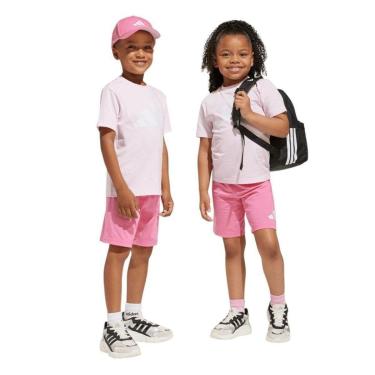 Imagem de Conjunto Adidas Camiseta + Short Big Logo Infantil - Rosa 6-7-Feminino