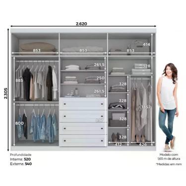 Imagem de Roupeiro Americano 06 Portas - Móveis Henn Branco hp