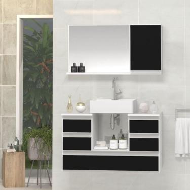 Imagem de Conjunto Gabinete Polo 80cm Branco Preto