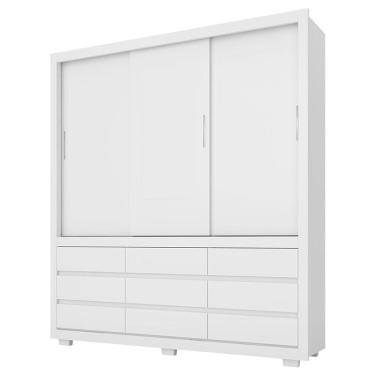 Imagem de Quarto de Casal Guarda Roupa Detroit com Cabeceira Helena 140 cm Branco – Demóbile