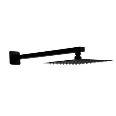 Imagem de Chuveirão fosco inox preto 30X30 slim parede banheiro A gas
