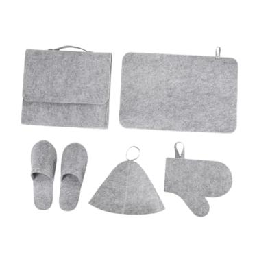 Imagem de WeiLaiKeQi Sauna Hat Set Bathroom Sauna Kit pendurada com luva sauna mana tapa de banho russo para o banho de banho chuveiro spa interno, Cinza