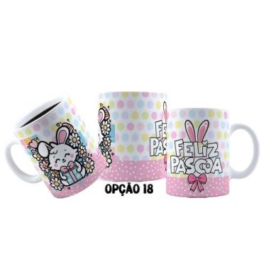 Imagem de Caneca 325ml Plástico Feliz Páscoa Fofa Coelhinhos Mimos - LARANJA E M