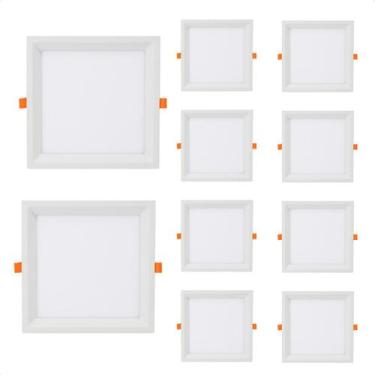 Imagem de Kit 10 Painel de Led Quadrado Embutir Recuado 6W Bivolt Taschibra, 650