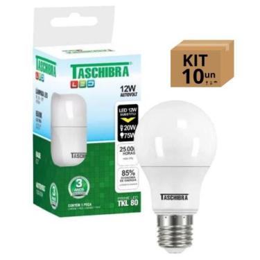 Imagem de Kit 10 Lâmpadas Bulbo Led Taschibra TKL Bivolt E27 12W 6500k