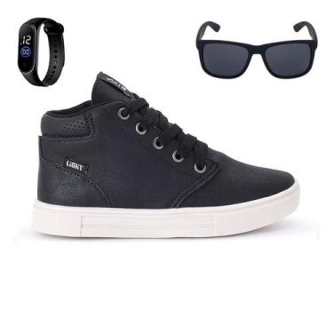 Imagem de Tenis Botinha Infantil Meninos Casual Cano Alto Confortavel + Oculos R