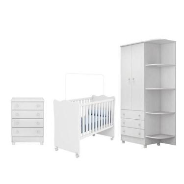 Imagem de Quarto Infantil Meu Soninho Berço Simples Branco - FdECOR - Qmovi