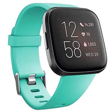 Imagem de Pulseiras de substituição compatíveis com Fitbit Versa/Versa 2/Versa Lite, pulseira de silicone ajustável clássica acessório pulseiras fitness para mulheres e homens, pequena e grande