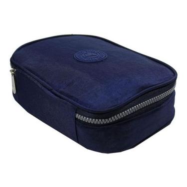 Imagem de Estojo Feminino Quadrado Infantil Juvenil Retangular Grande Cor : Azul